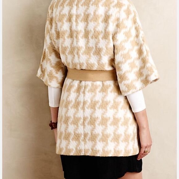 Elevenses Anthropologie Houndstooth wrap coat size M/L - Picture 5 of 8